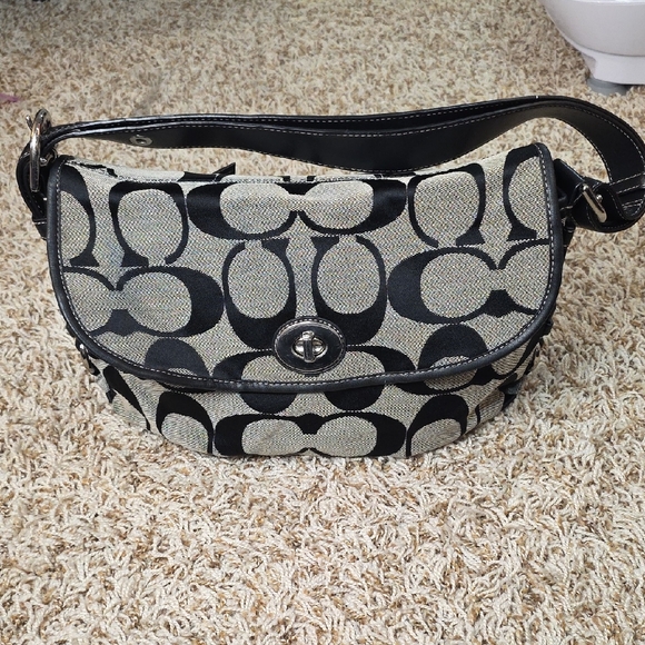 Coach Handbags - Black & Beige Signature-Pattern Shoulder Bag